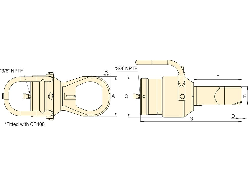 NS7095, kapacita 103 tun, hydraulická štípačka matic, šestihran do 98,6 mm – Rozměry produktu (mm)