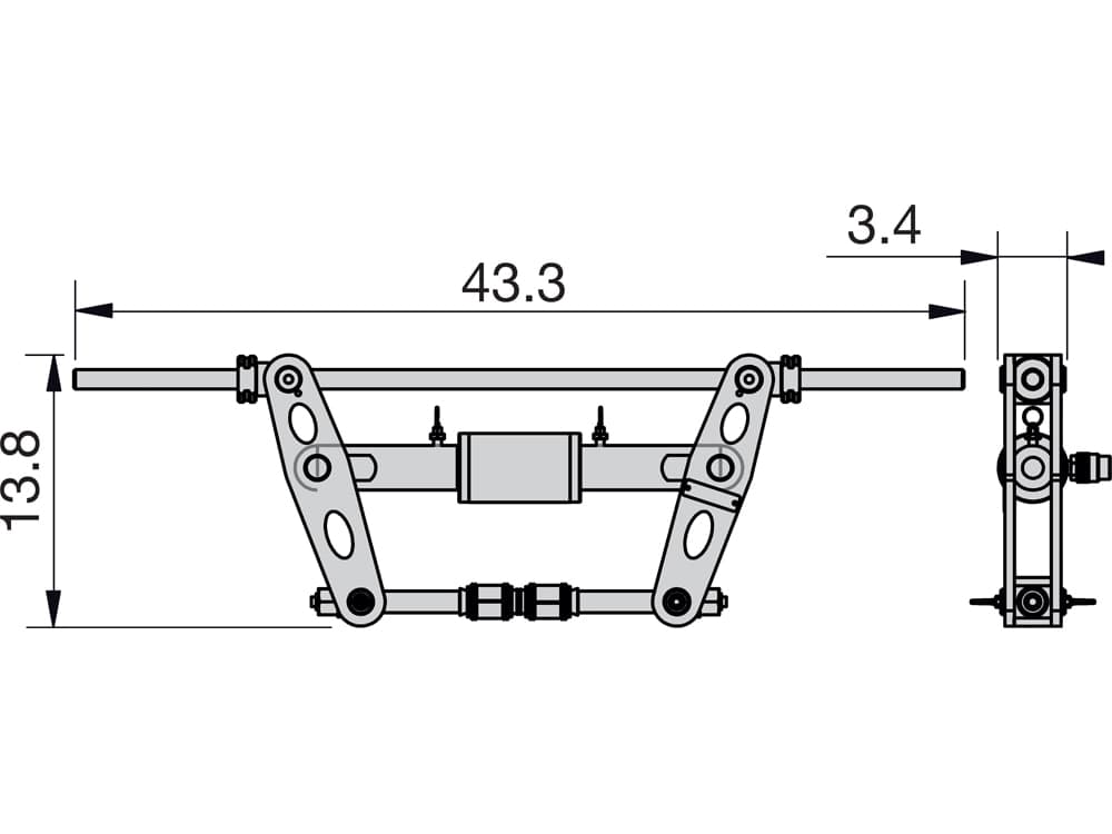 VC10/18TESTD, 11,2 tuny, standardní sada nástrojů pro výměnu ventilu s bezpečným uchopením, maximální rozpětí 5,9 palce – Rozměry produktu (mm)
