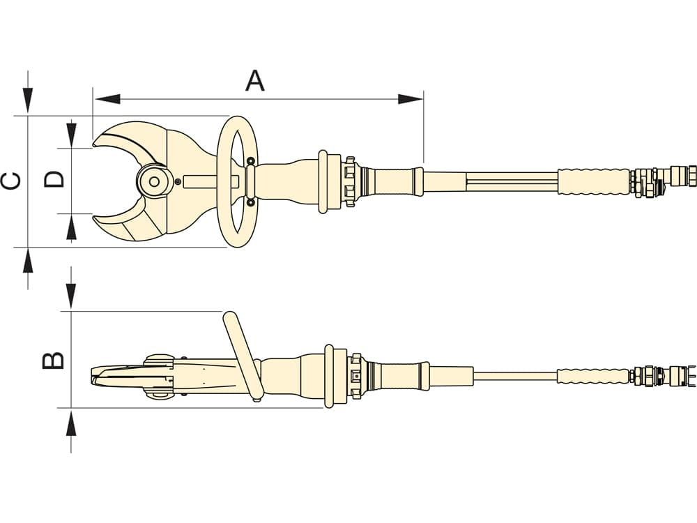 EDCH130, Hydraulické vyřazovací frézy, Maximální apertura čepele 130 mm – Rozměry produktu (mm)