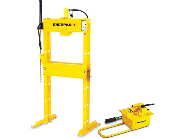Hydraulický lis IPH5080, 50 tun, H-rám s dvoučinným válcem RR5013 a ruční pumpou P464