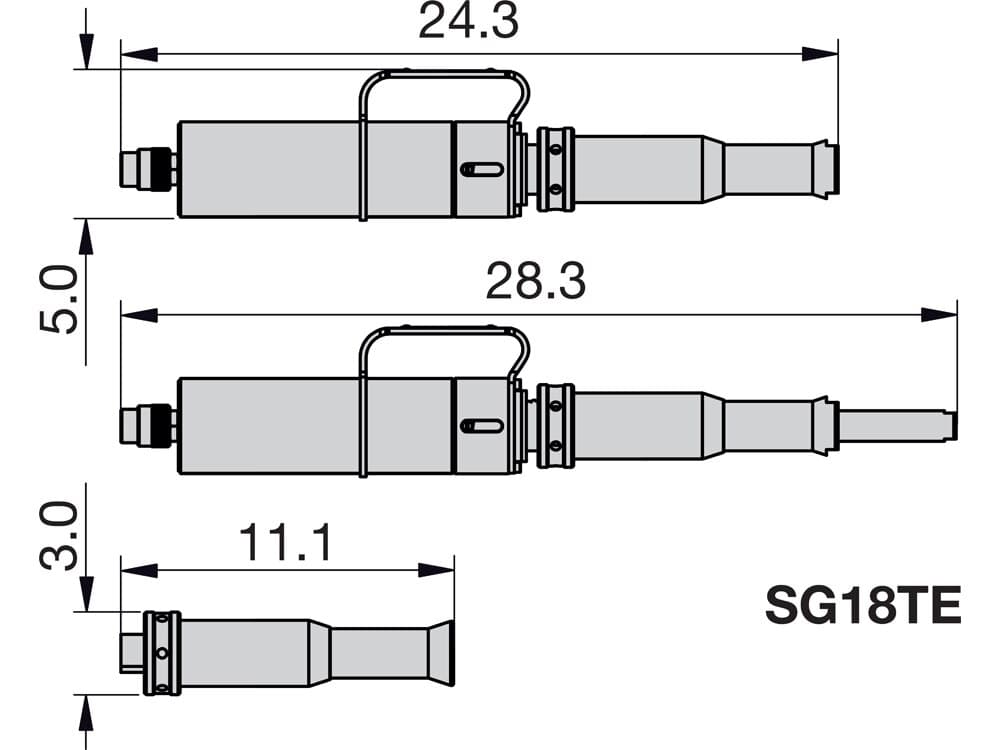 SG18TESTD, 20,2 tuny, sada hydraulického bezpečného uchopení in-line příruby, maximální rozpětí 3,90 palce – Rozměry produktu (mm)